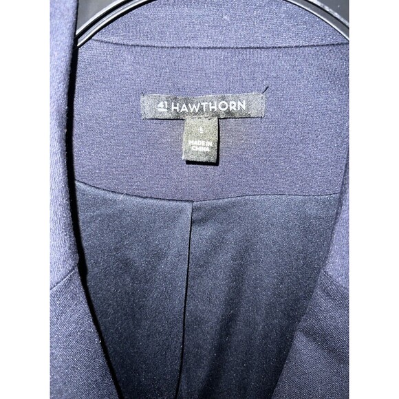 41 Hawthorn Jacket Womens L Blue Ponte Blazer Knit Single Button Contrast Cuff - Picture 2 of 9